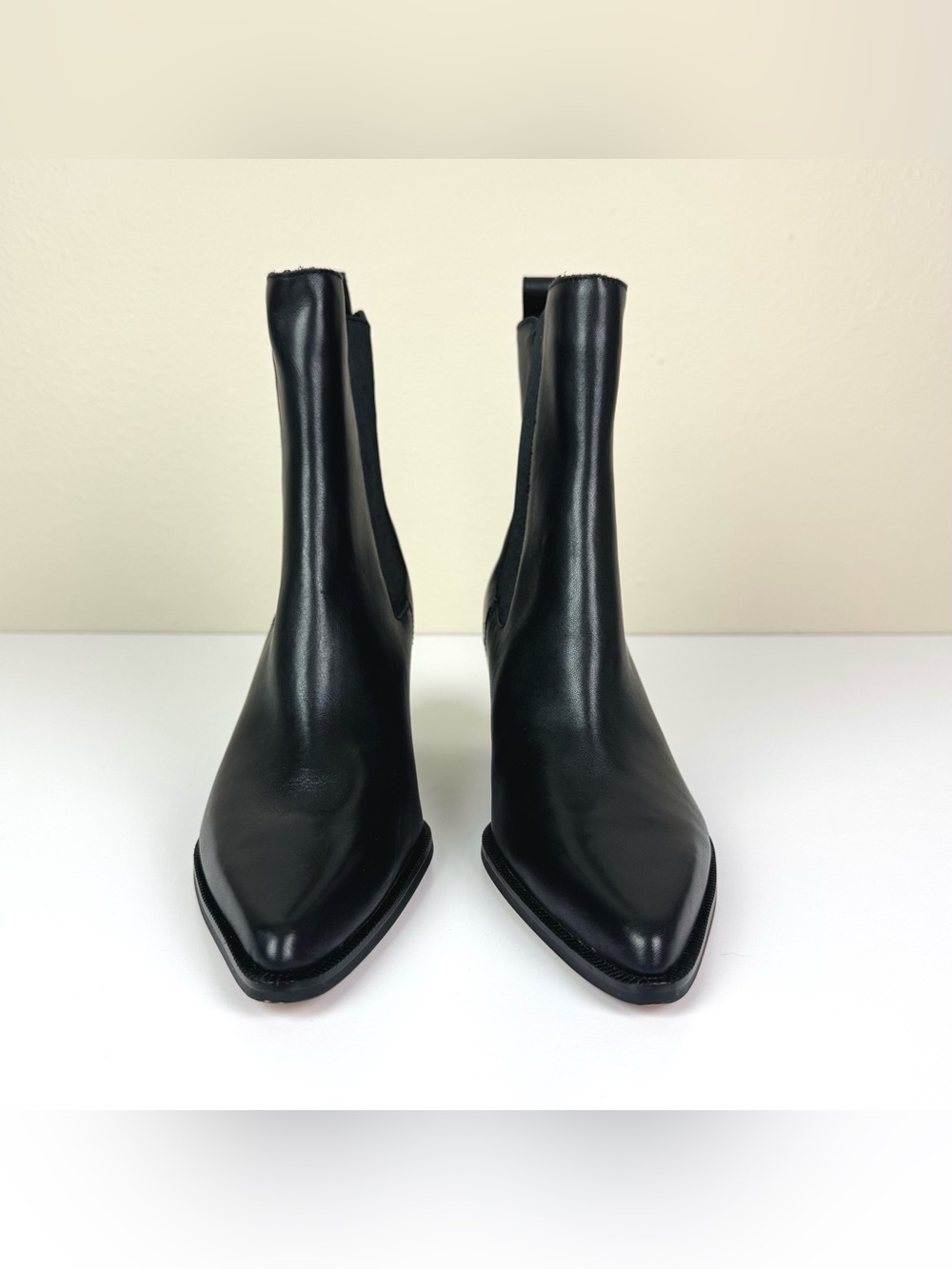 Dolce Vita Shadie H2O Black Leather Ankle Boots Western Sleek Minimalist Size 8 - Picture 3 of 11